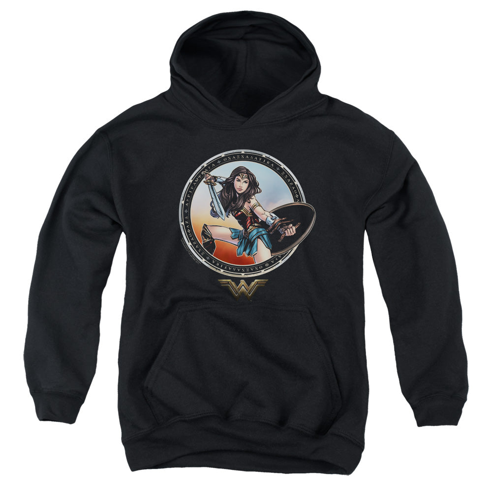Wonder Woman Movie Battle Pose Kids Youth Hoodie Black Officially Licensed