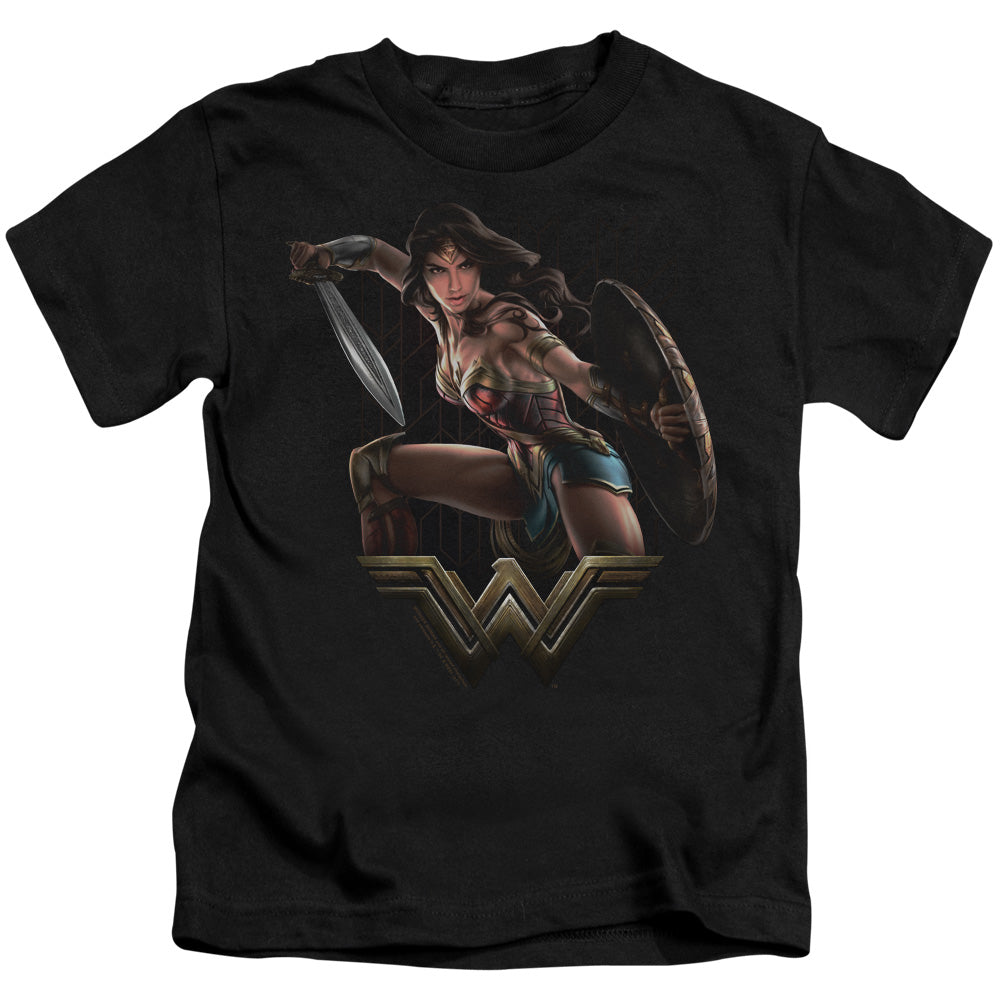 Wonder Woman Movie Fight Juvenile Kids Youth T Shirt Black Officially Licensed