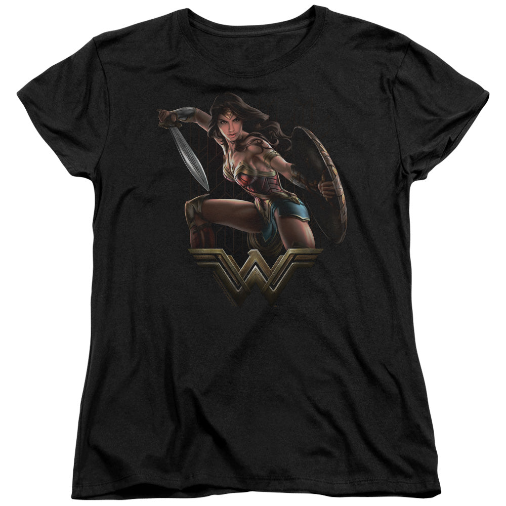 Wonder Woman Movie Fight Womens T Shirt Black Officially Licensed
