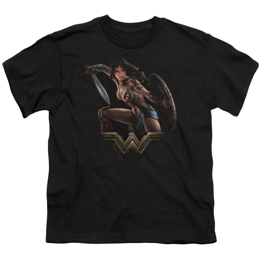 Wonder Woman Movie Fight Kids Youth T Shirt Black Officially Licensed