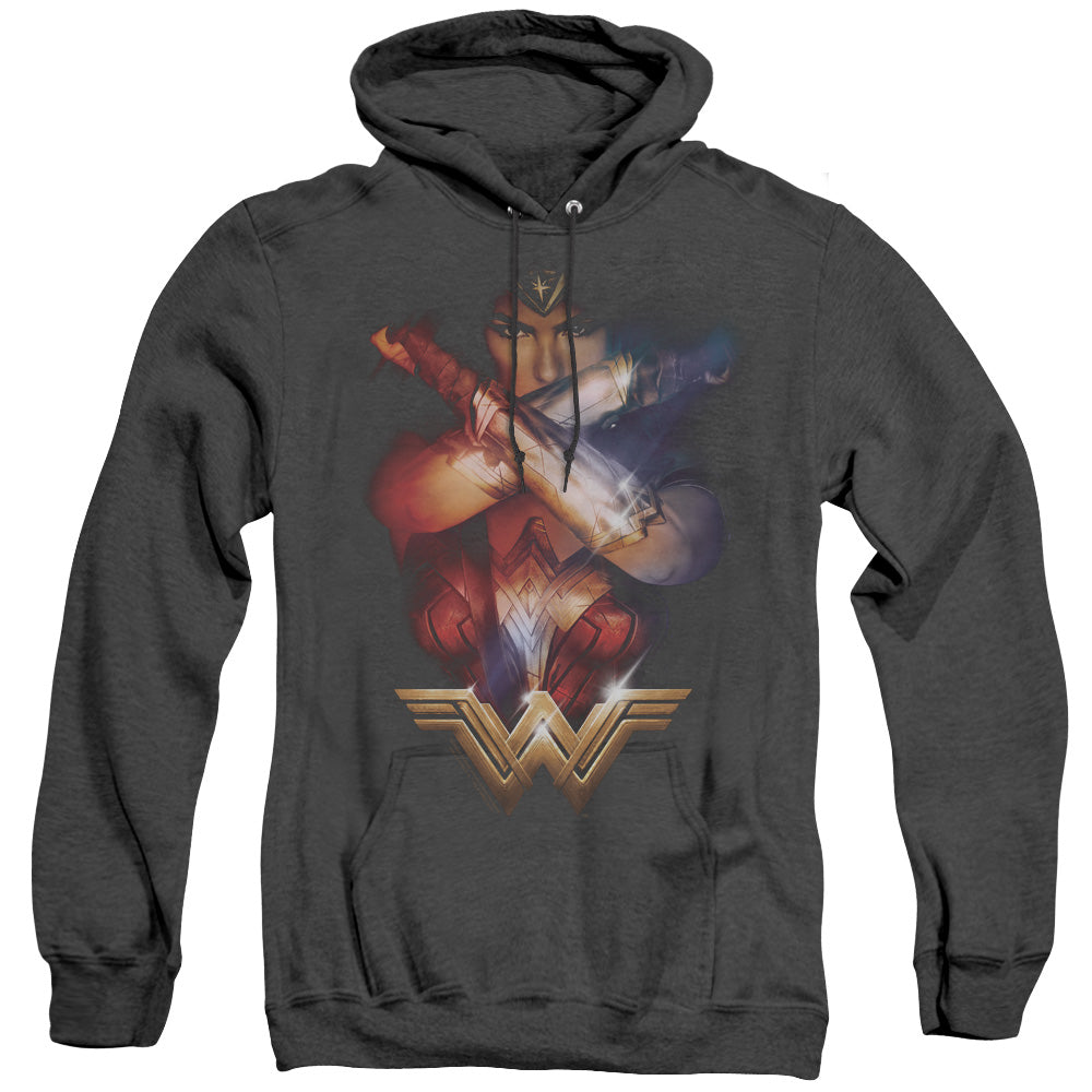 Wonder Woman Movie Arms Crossed Heather Mens Hoodie Black Officially Licensed