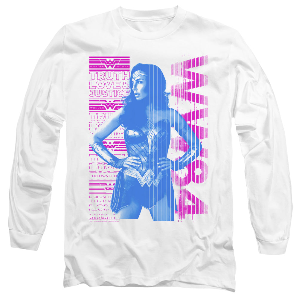 Wonder Woman 84 Truth Love And Justice Mens Long Sleeve Shirt White Officially Licensed