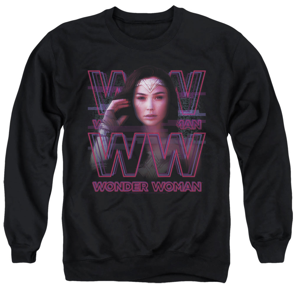 Wonder Woman 84 Vaporwave Wonder Woman Mens Crewneck Sweatshirt Black Officially Licensed