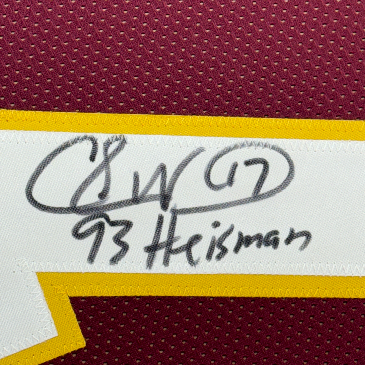 Framed Autographed/Signed Charlie Ward 35x39 93 Heisman Florida State FSU Maroon College Football Jersey JSA COA