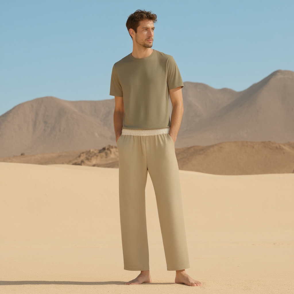 Watercolor Floral Print Unisex Cotton Casual Pants