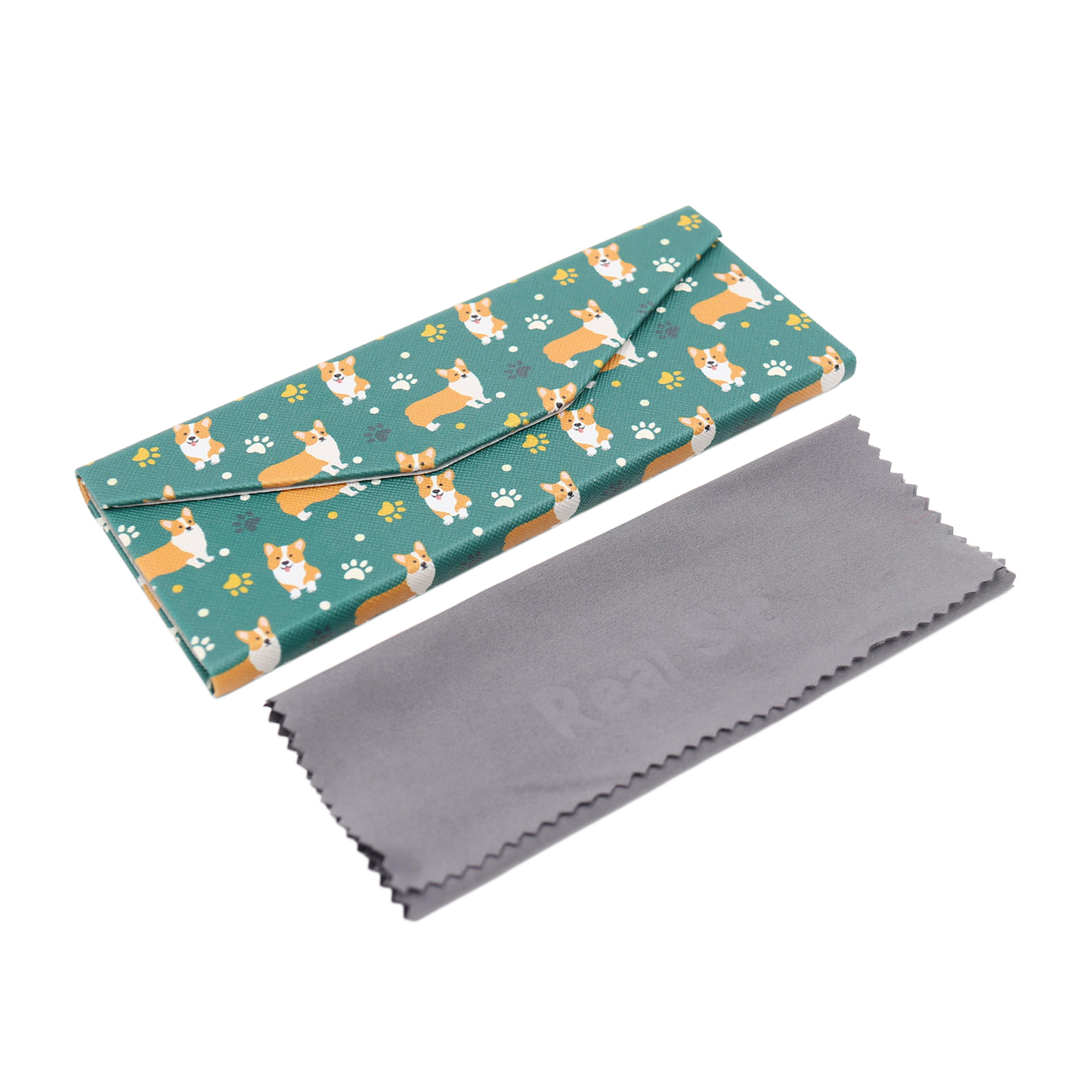 Welsh Corgi Print Glasses Case - Vegan Leather Magic Folding Hard Case