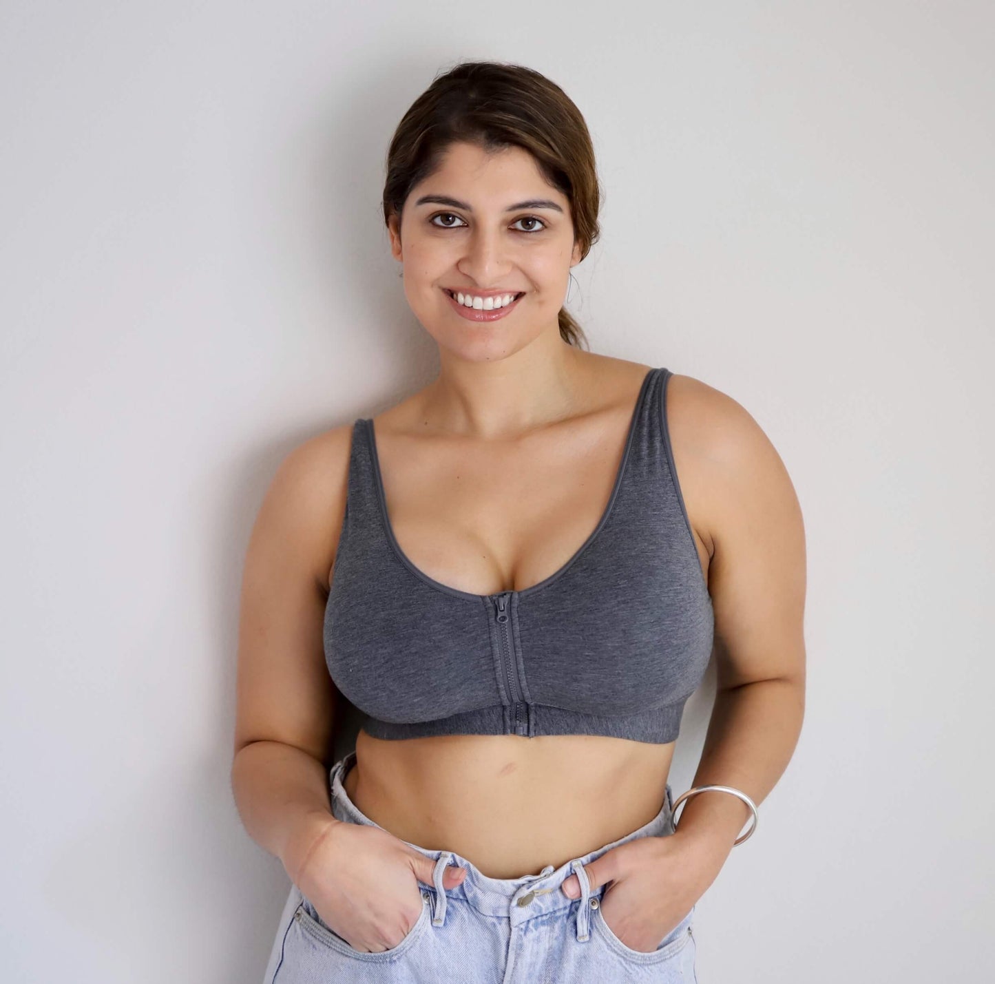 Wilderness Front‑Closure Cotton Bralette - Grey