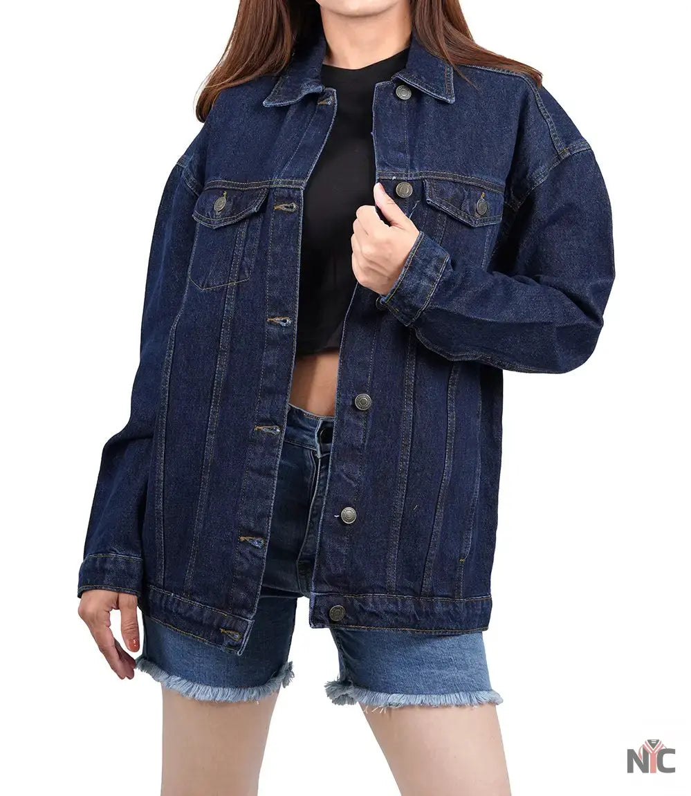 Women's Dark Blue Oversized Denim Jacket