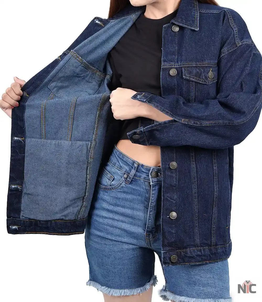 Women's Dark Blue Oversized Denim Jacket