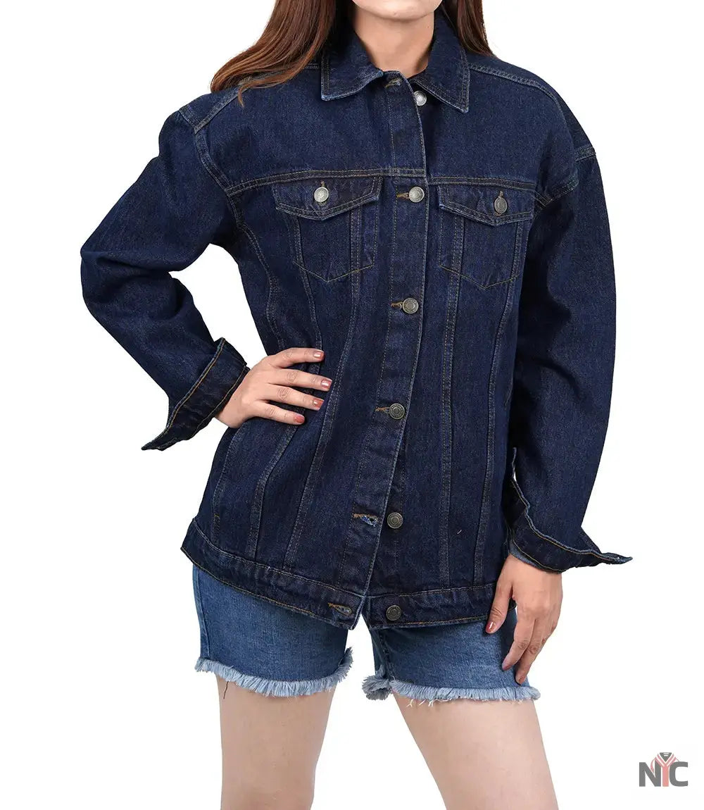 Women's Dark Blue Oversized Denim Jacket