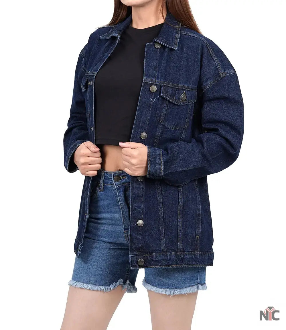 Women's Dark Blue Oversized Denim Jacket