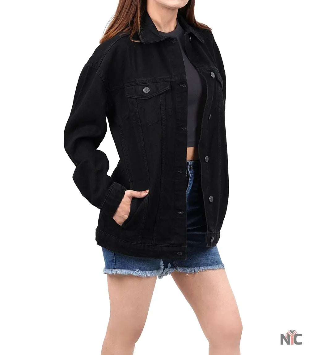 Womens Oversized Black Denim Jacket