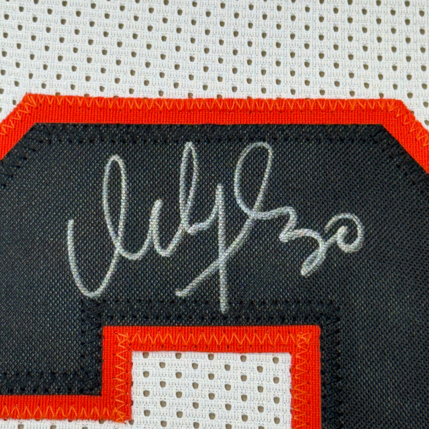 Framed Autographed/Signed Ickey Woods Who Dey 35x39 Cincinnati White Football Jersey JSA COA