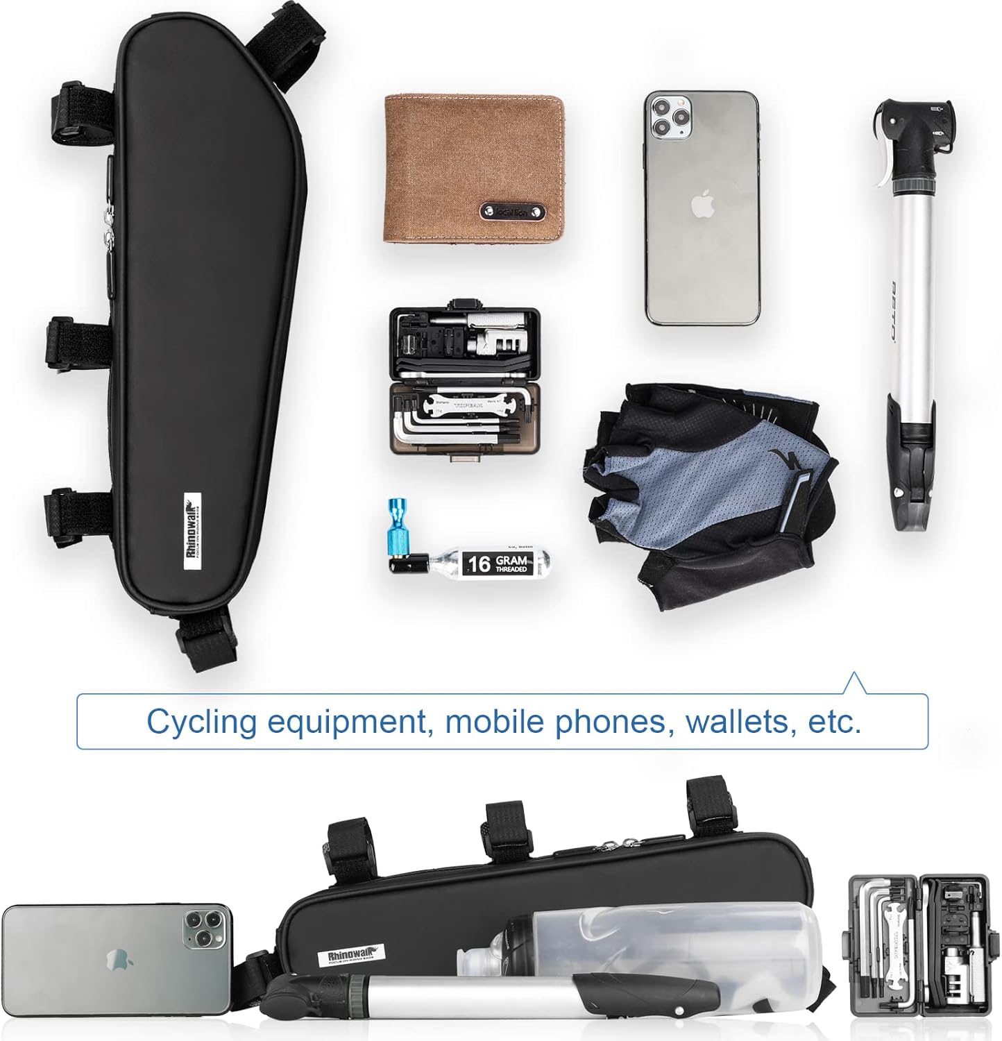 Rhinowalk Bike Frame Bag - Triangle Front Bag Under Top Tube Storage X21656