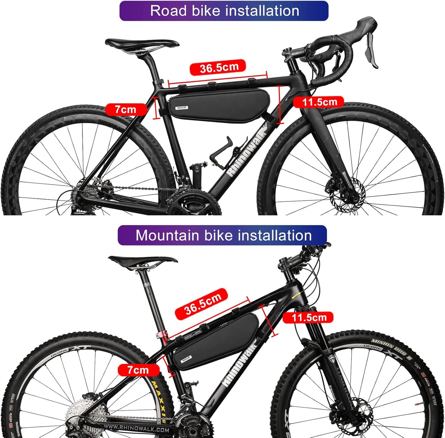 Rhinowalk Bike Frame Bag - Triangle Front Bag Under Top Tube Storage X21656