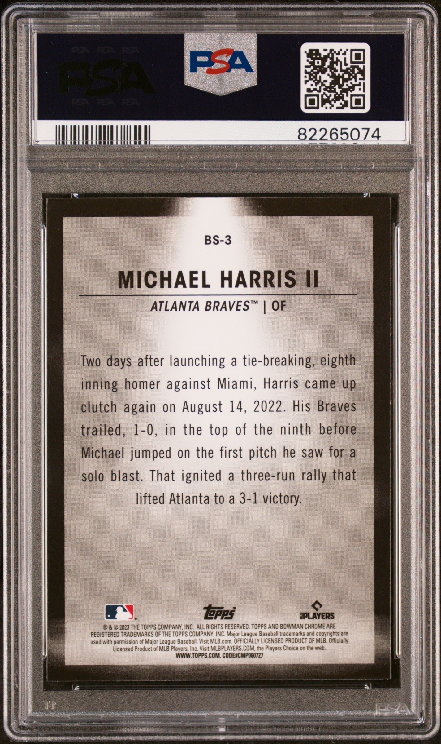 Graded 2023 Topps Bowman Michael Harris II #BS3 Spotlights Rookie RC Baseball Card PSA 10 Gem Mint