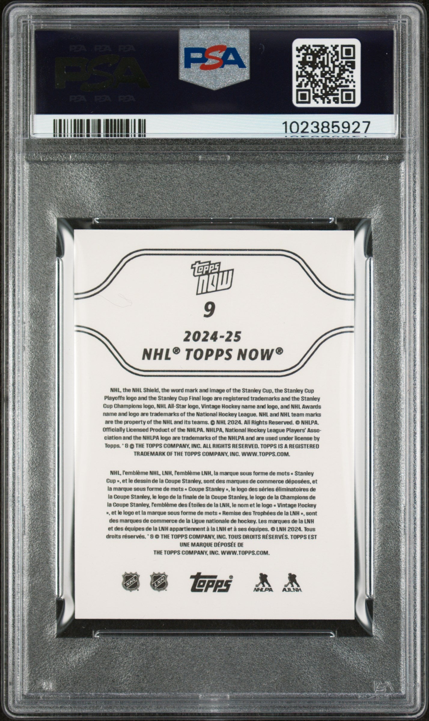 Graded 2024 Topps Now NHL Matvei Michkov #9 Stickers Rookie RC Hockey Card PSA 9 Mint