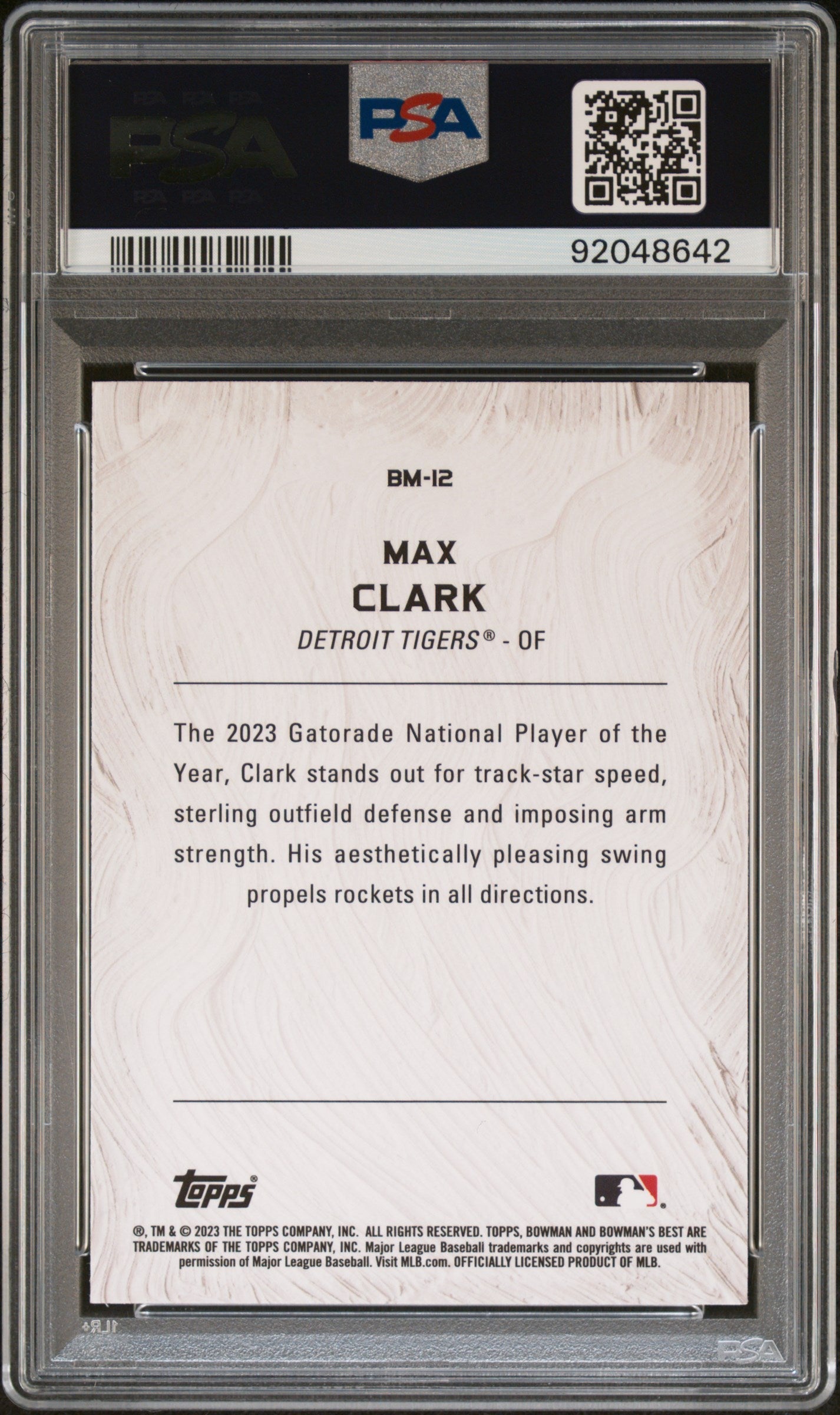 Graded 2023 Topps Bowmans Best Max Clark #BM12 Masterpieces Rookie RC Baseball Card PSA 10 Gem Mint