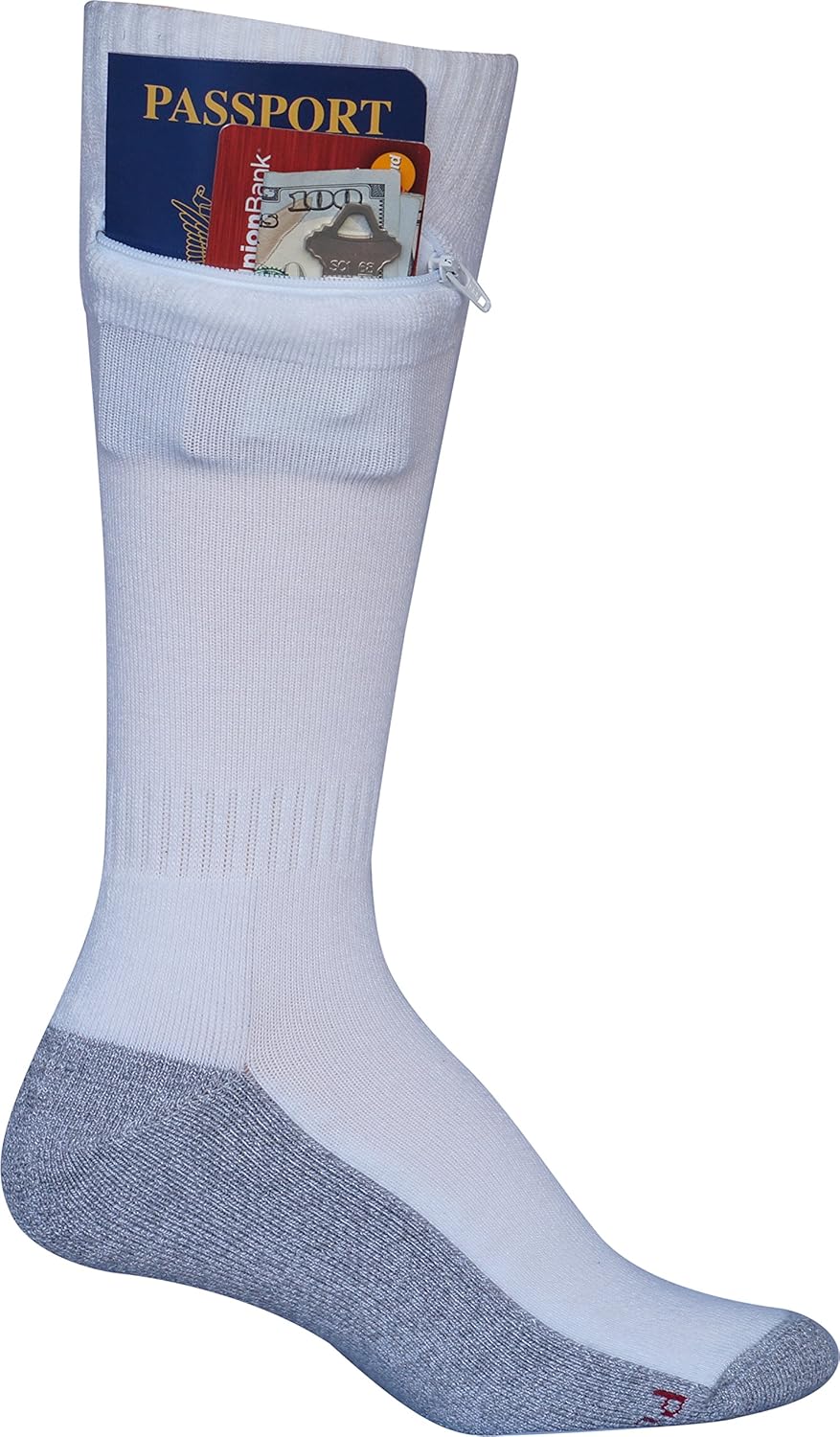 Zip It Gear Zippered Travel Socks (White) M, L