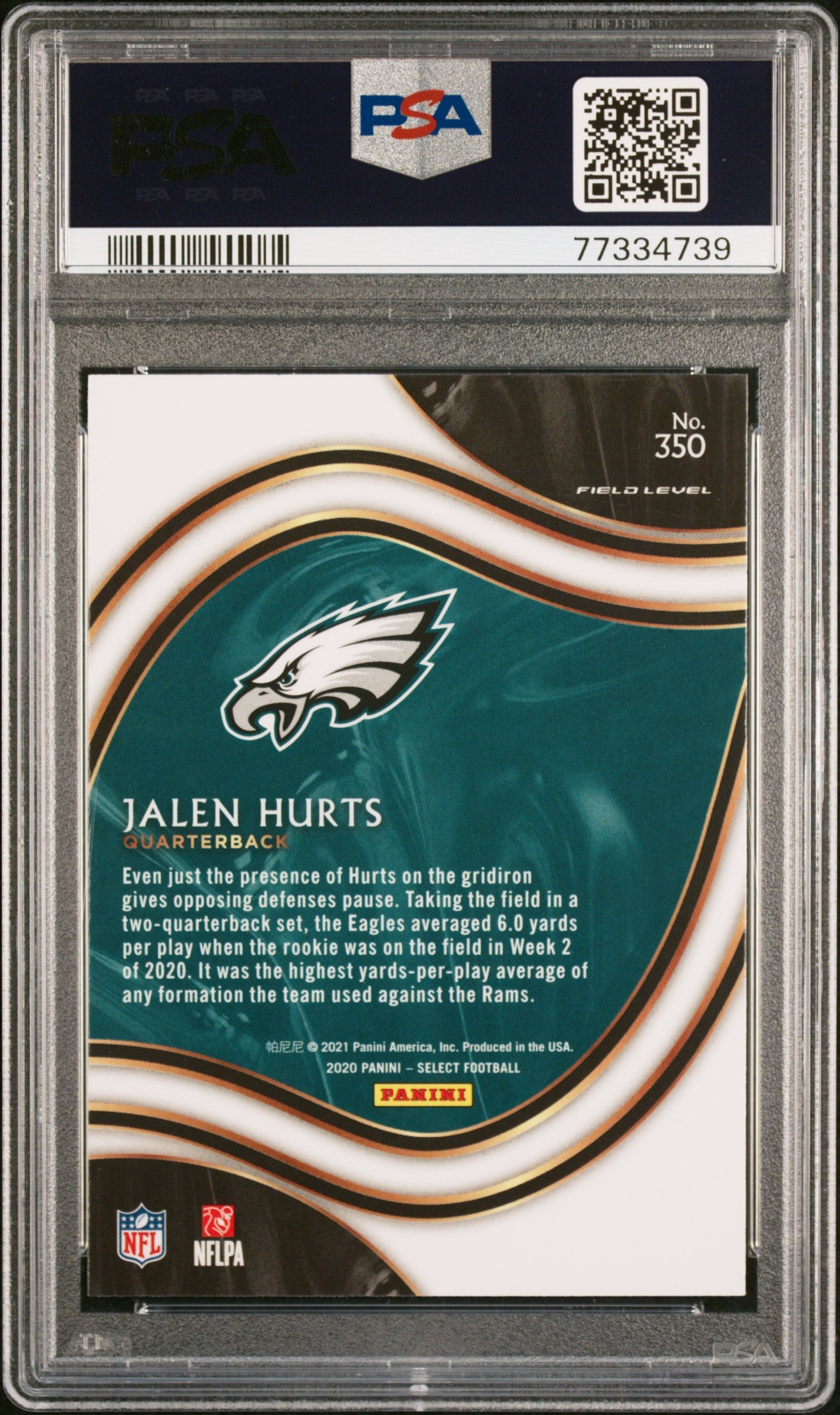 Graded 2020 Panini Select Jalen Hurts #350 Rookie RC Football Card PSA 10 Gem Mint