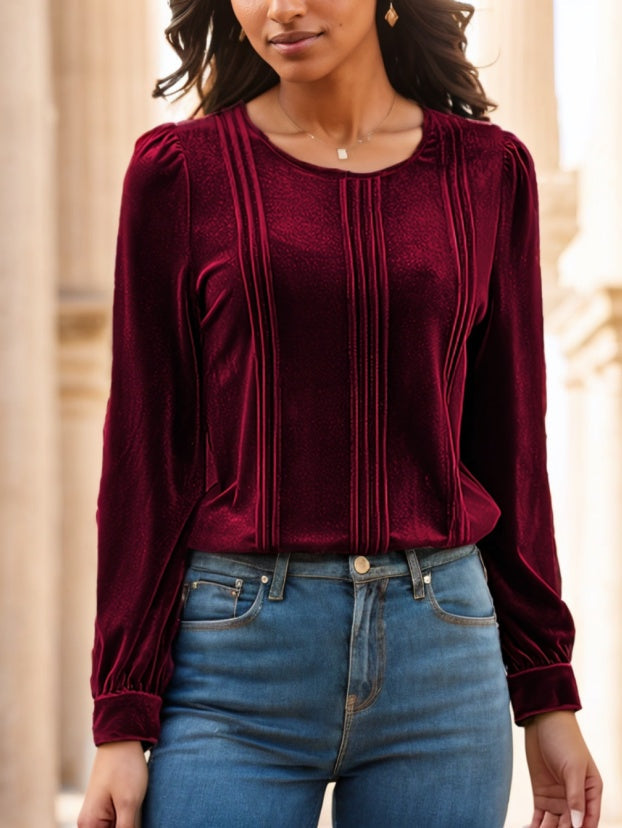 Velvet Elegance – Long Sleeve Blouse