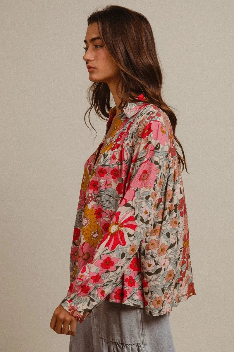 BiBi Woven Floral Printed Shirt Top