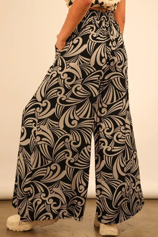 VERY J Printed Wide Leg Pants