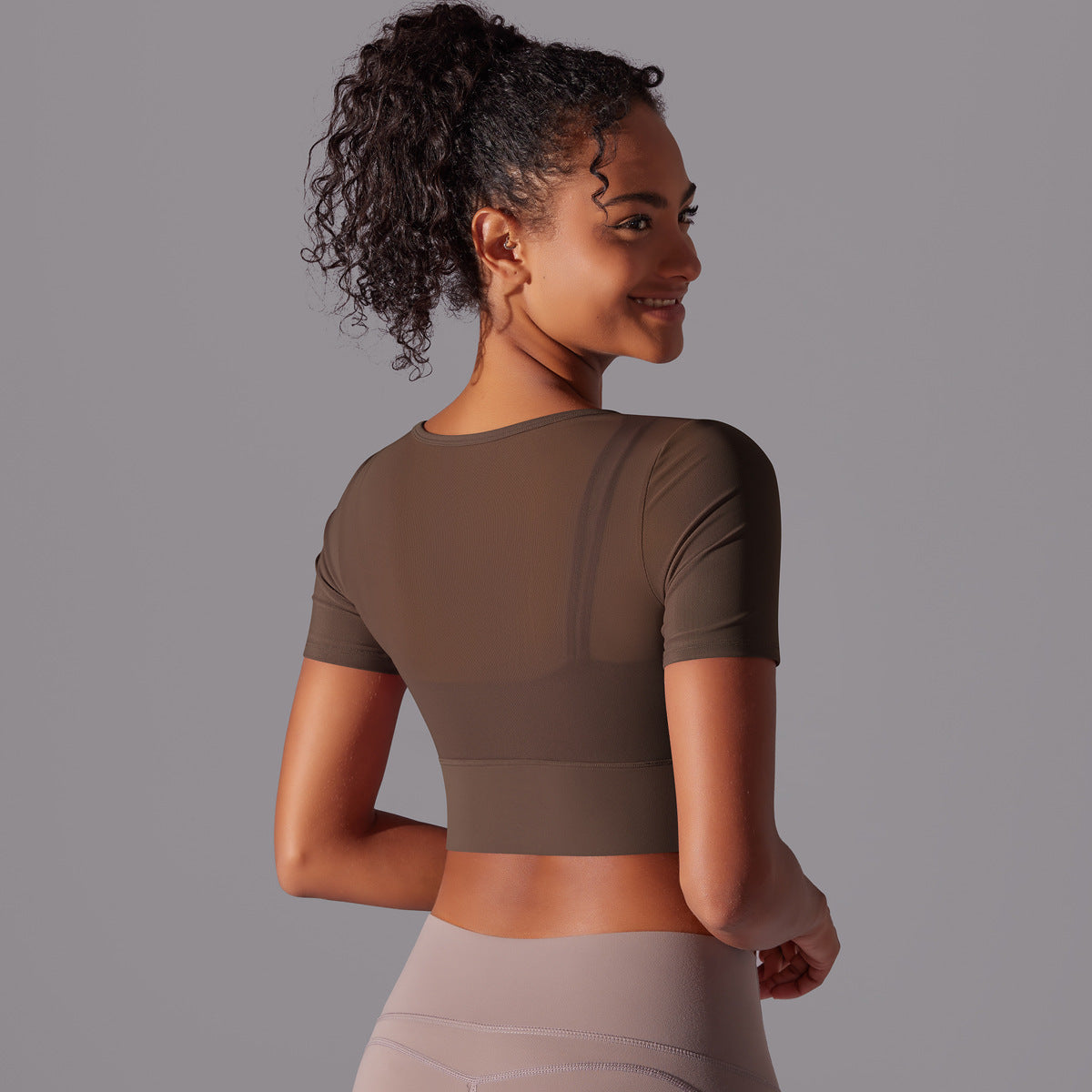 Mesh Double Layer Cutout Sports Bra - Black Breathable Fitness Top