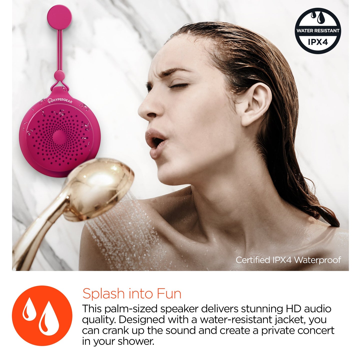 HyperGear Splash Water Resistant Wireless Speaker for Camping (SPLASH-PRNT)