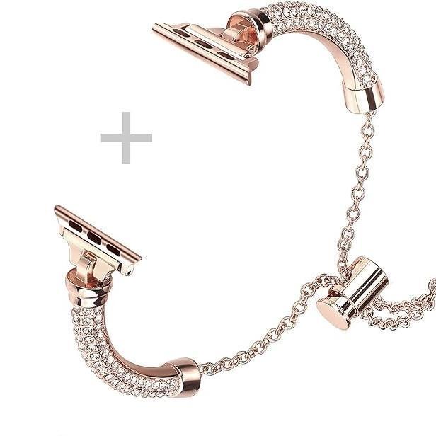 Bling Band Bracelet for Women | Compatible with Apple Watch Series 9/8/7/6/5/4/3/2/1 | Stainless Steel Dressy Metal Strap