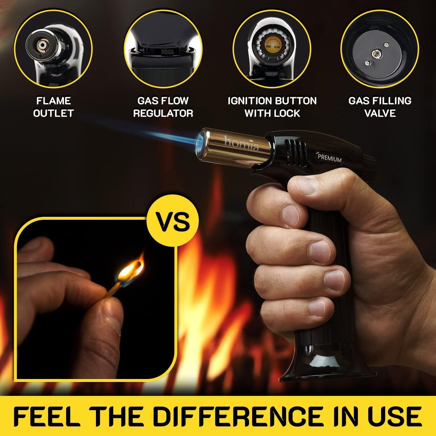 Butane Torch Refillable Kitchen Torch Lighter Adjustable Flame