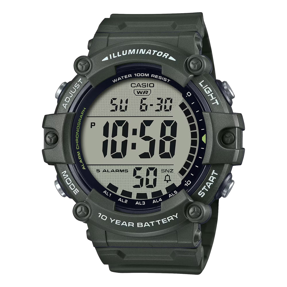 Casio Men's Oversized Digital Sport Watch with Green Band - AE-1500WHX-3AVCF