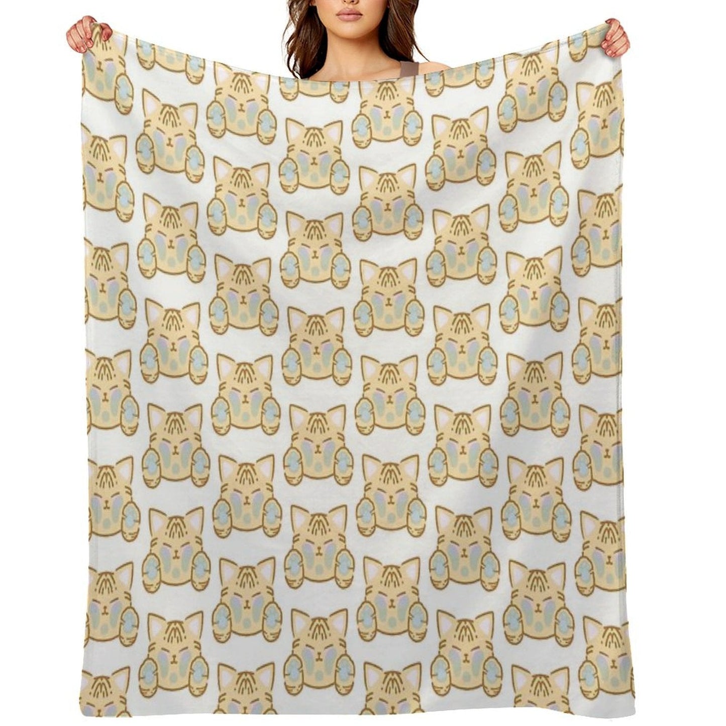 Cute Kitties Cat Sticker Throw Blanket