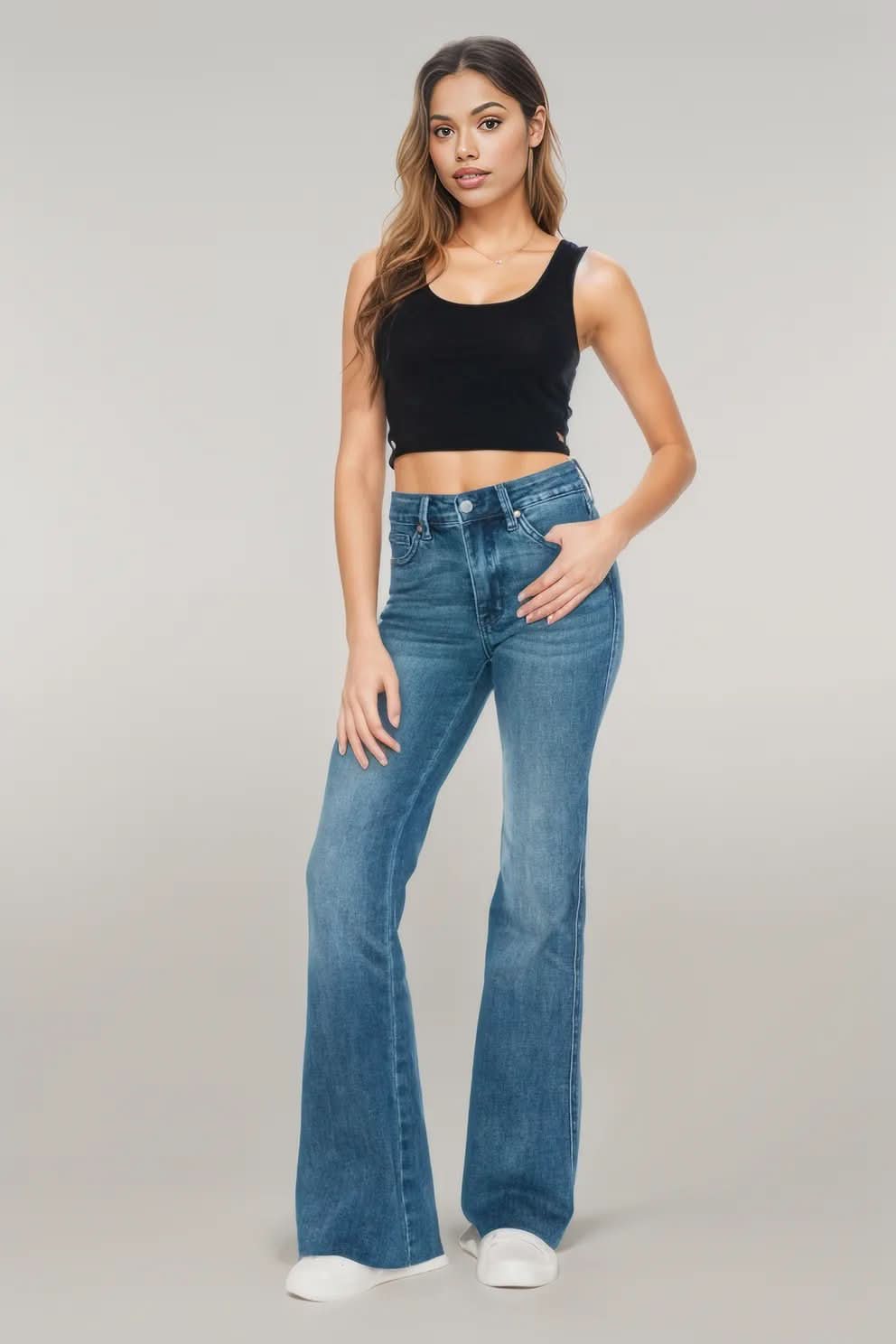 Judy Blue Full Size Tummy Control Cut Hem Flare Jeans
