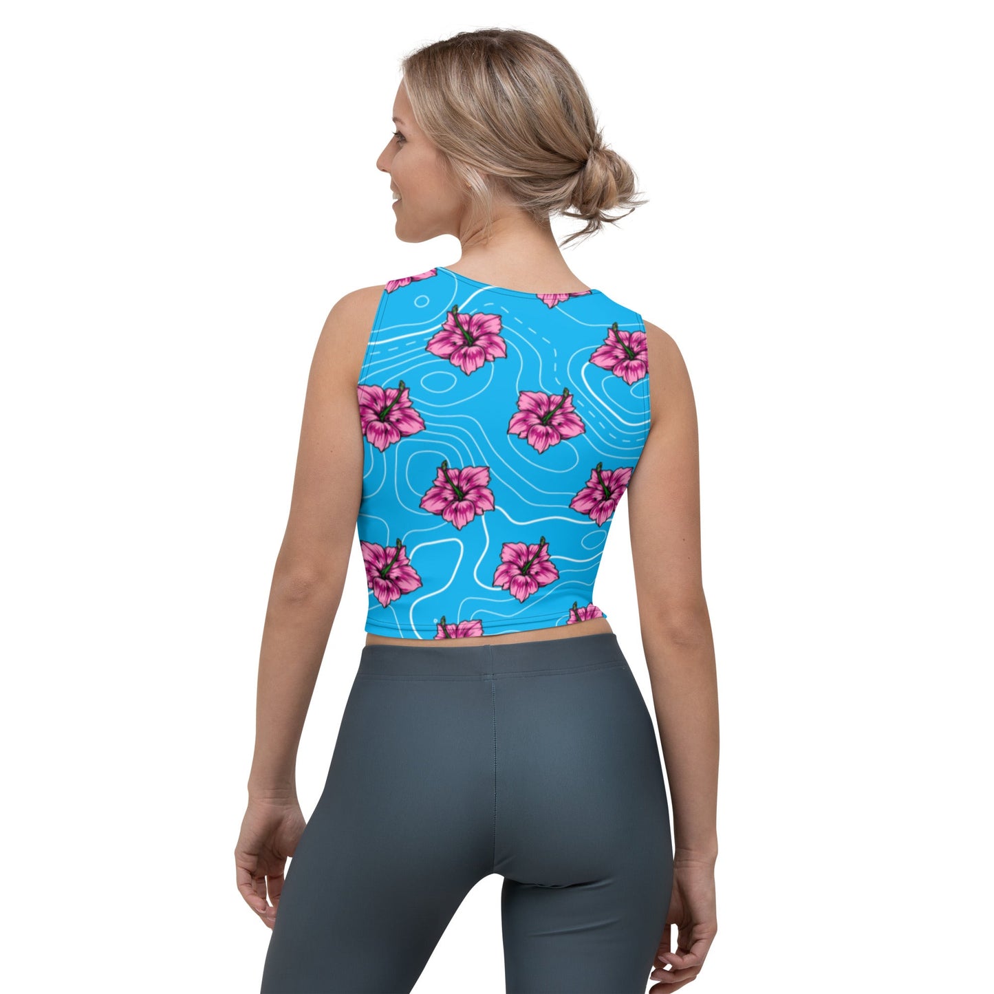 Blue Hibiscus Crop Top