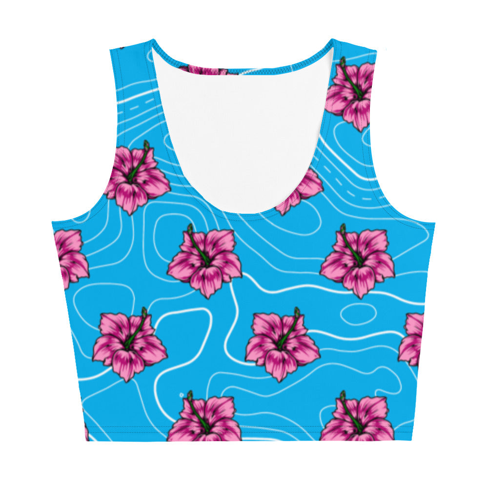 Blue Hibiscus Crop Top