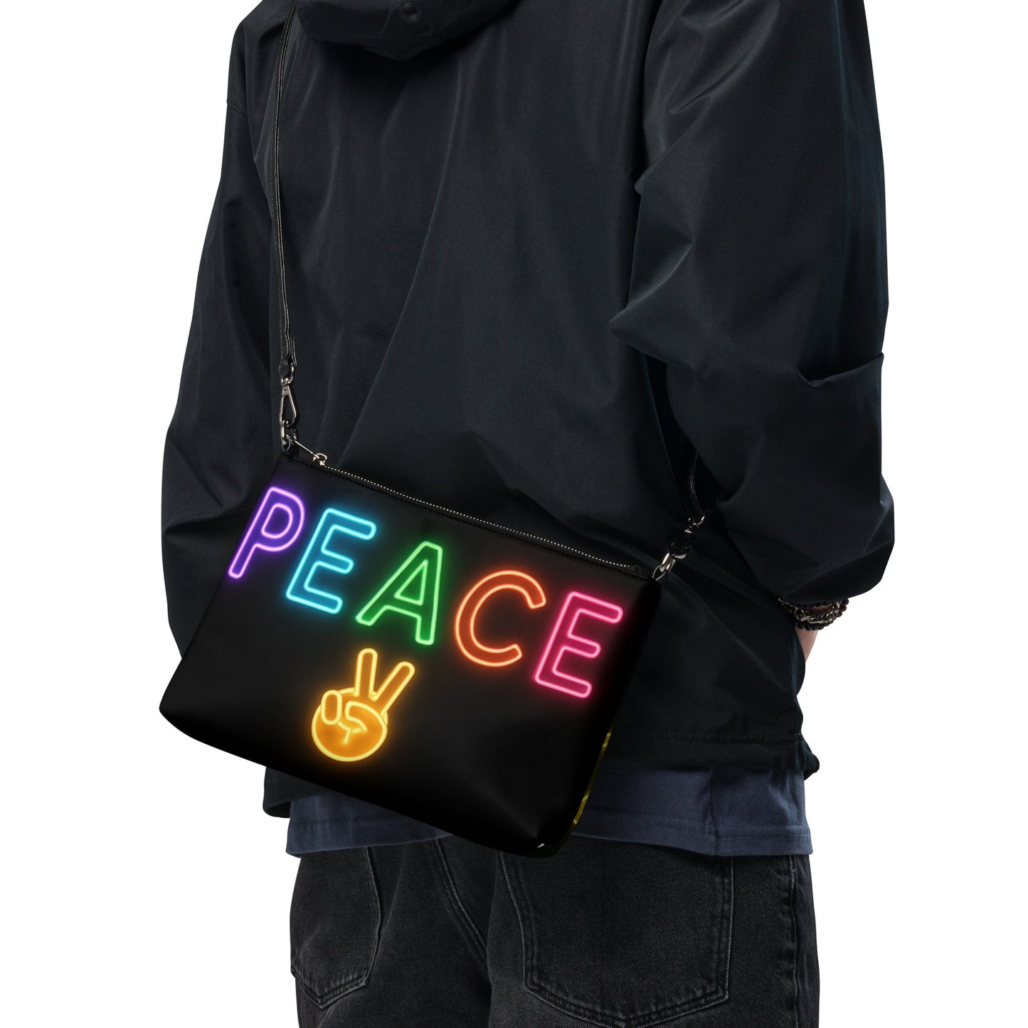 Neon Peace Crossbody Bag – Colorful Festival Side Bag