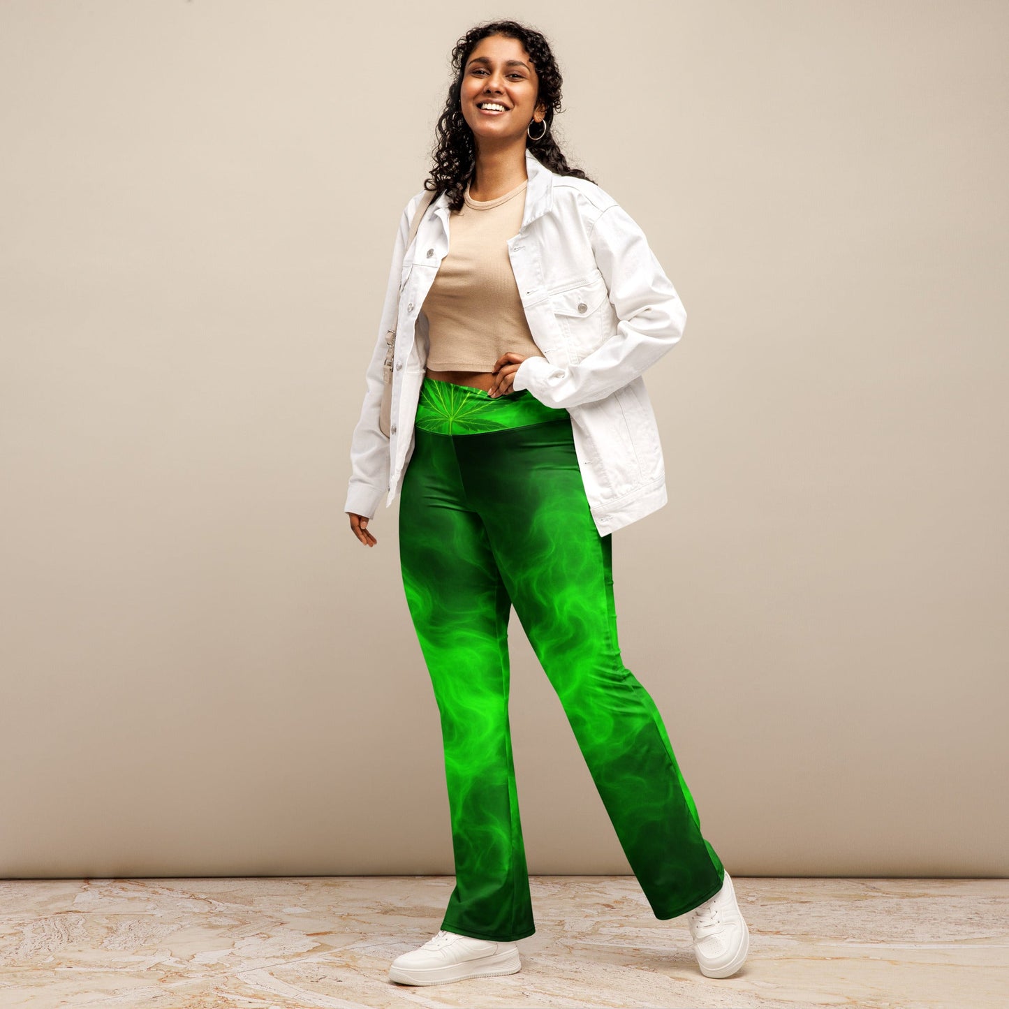 Green smoke Flare leggings
