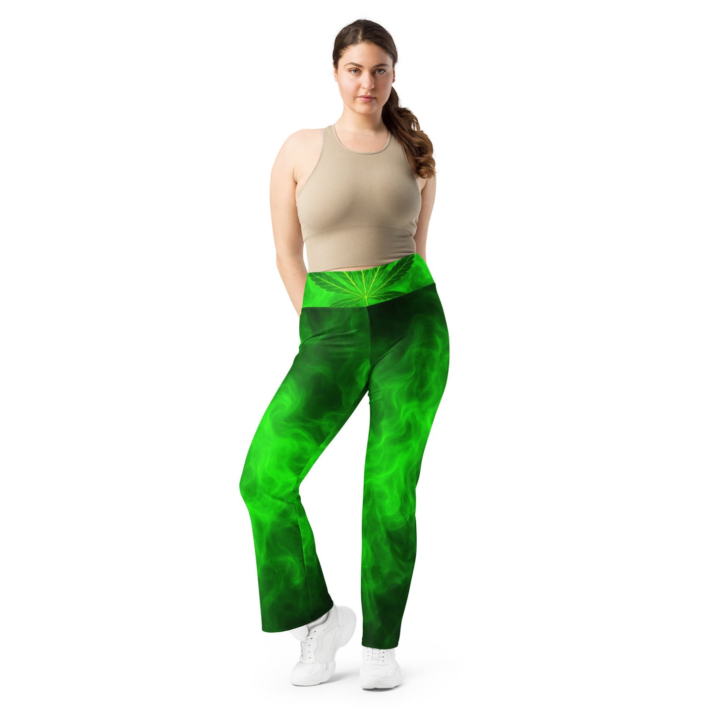 Green smoke Flare leggings