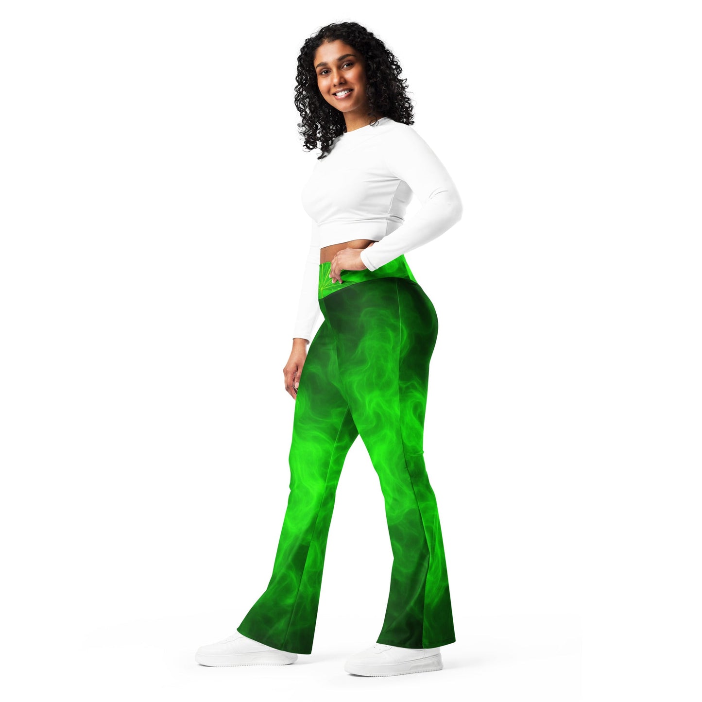Green smoke Flare leggings