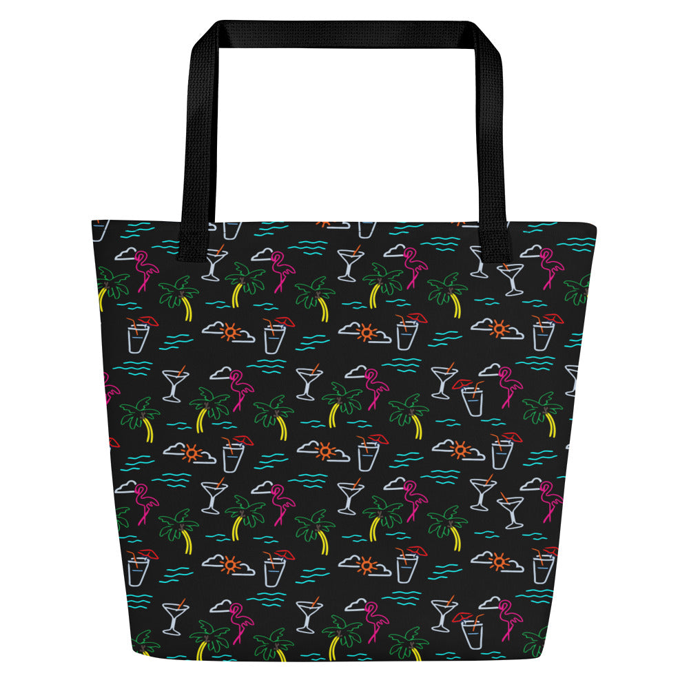Five O'Clock Somewhere Black Large Tote Bag