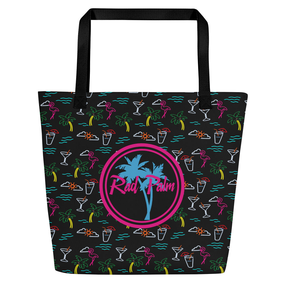 Five O'Clock Somewhere Black Large Tote Bag