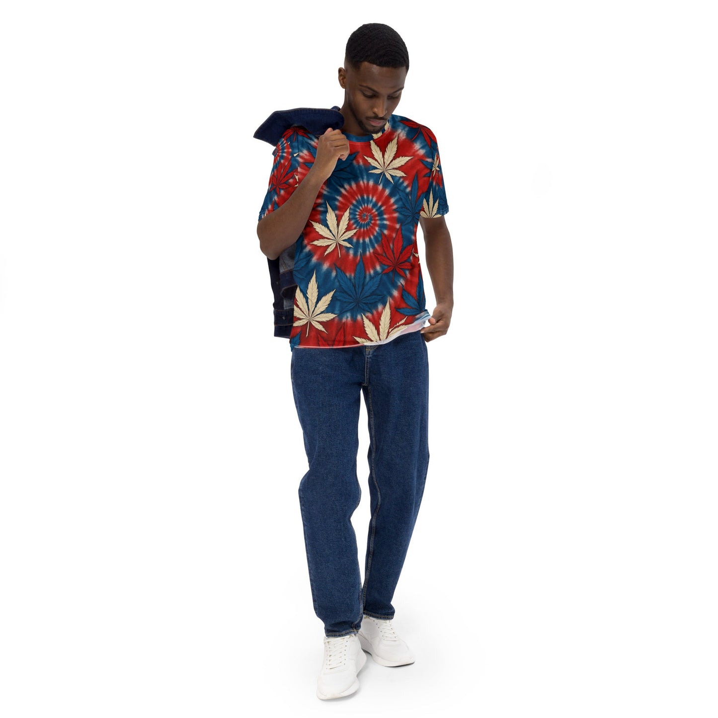 Red White & blue tie-dye 420 t-shirt