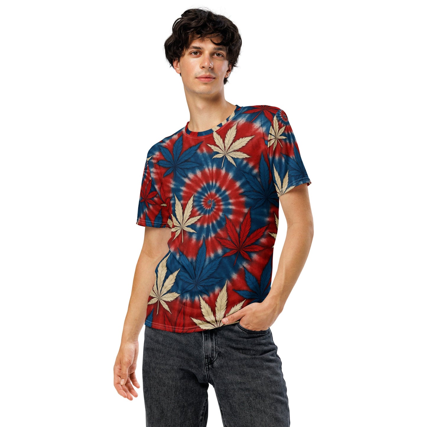 Red White & blue tie-dye 420 t-shirt