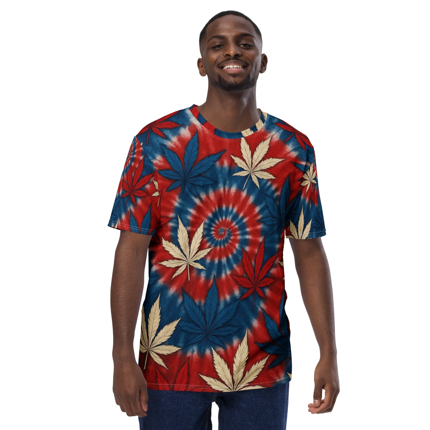 Red White & blue tie-dye 420 t-shirt
