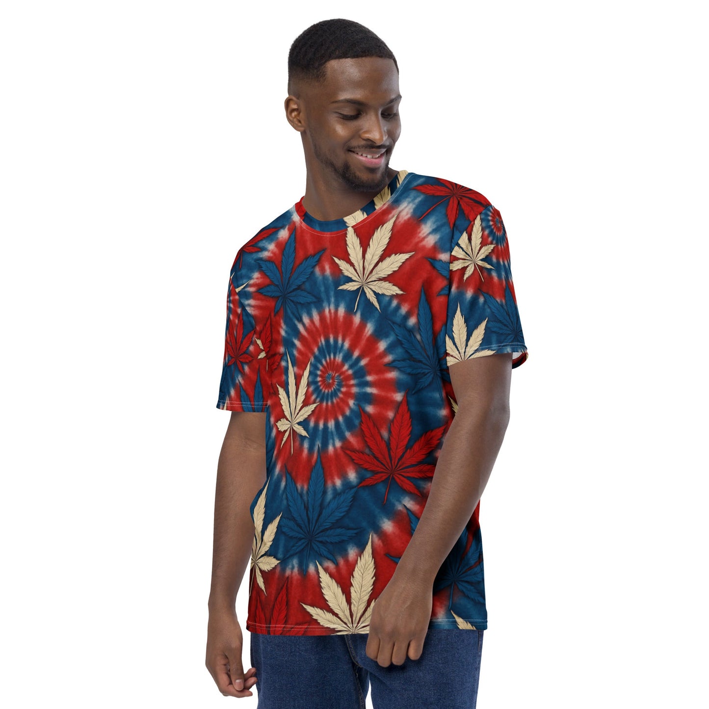 Red White & blue tie-dye 420 t-shirt