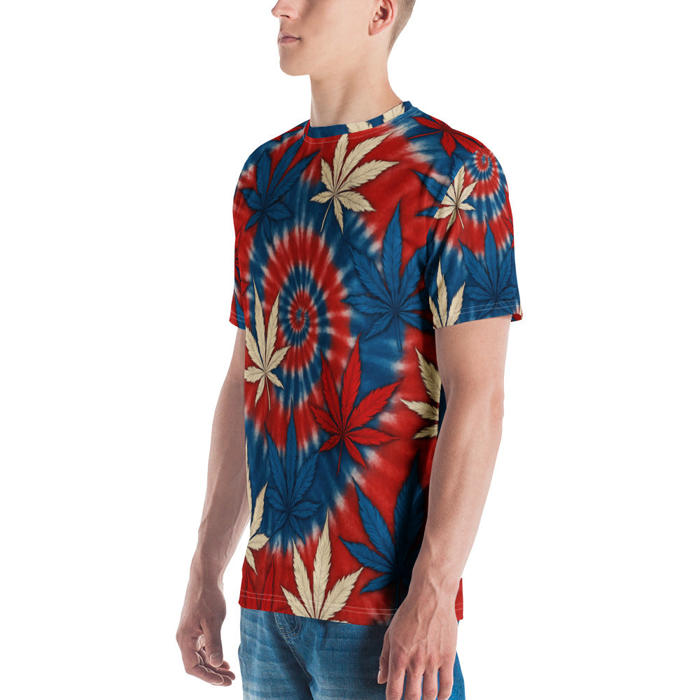 Red White & blue tie-dye 420 t-shirt