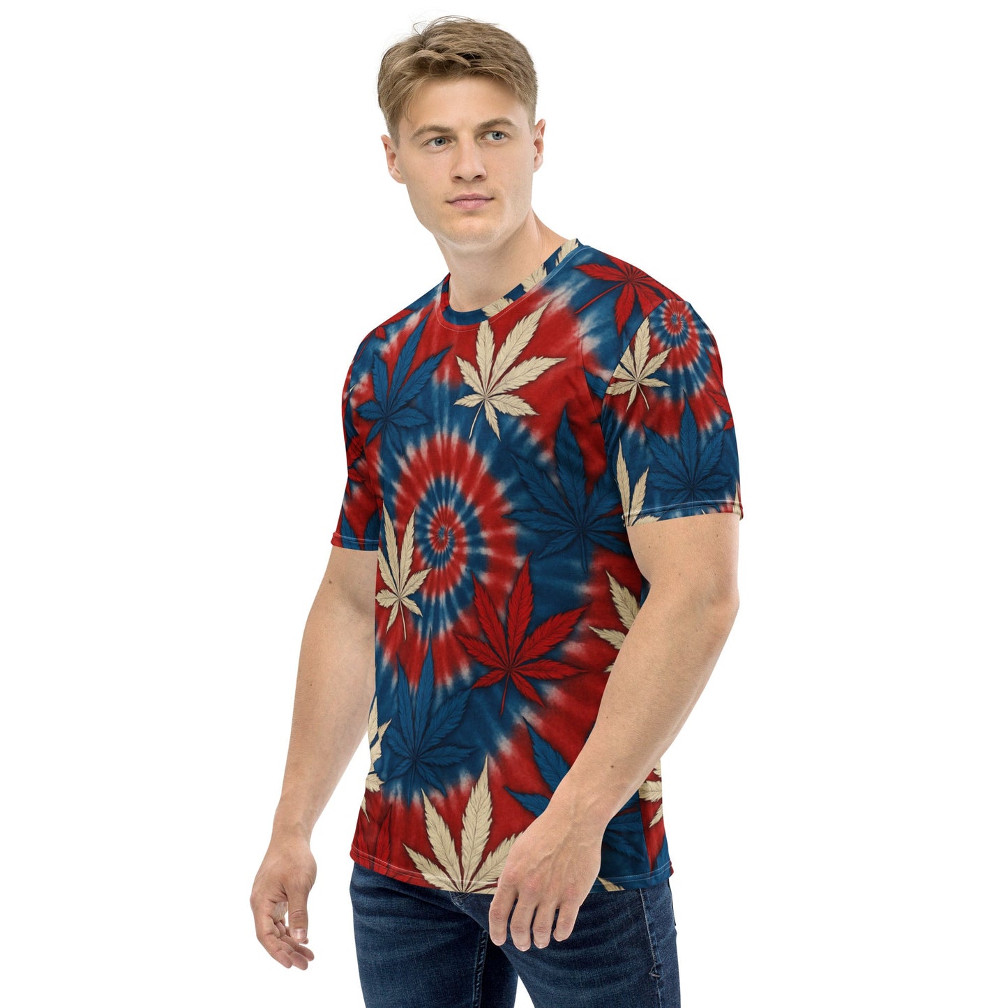 Red White & blue tie-dye 420 t-shirt