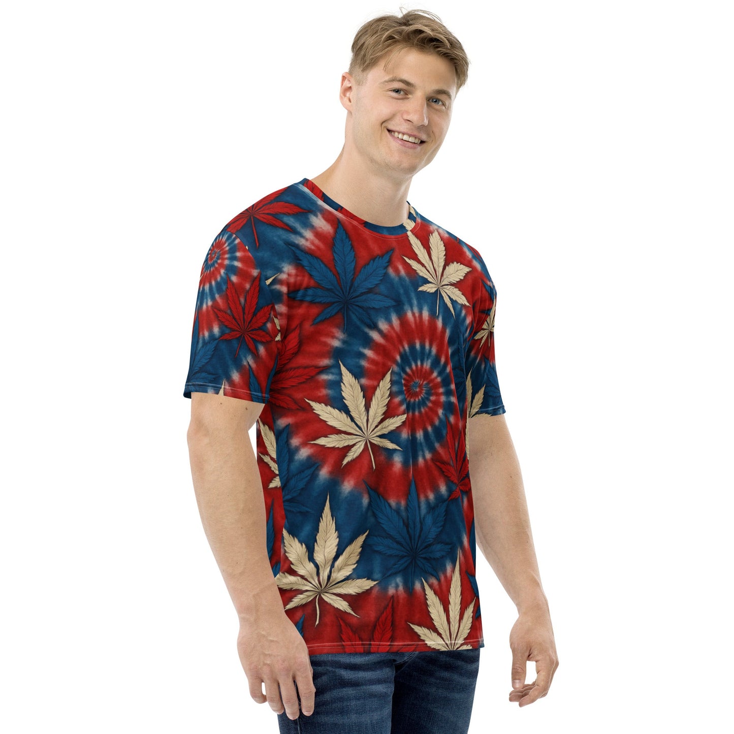 Red White & blue tie-dye 420 t-shirt
