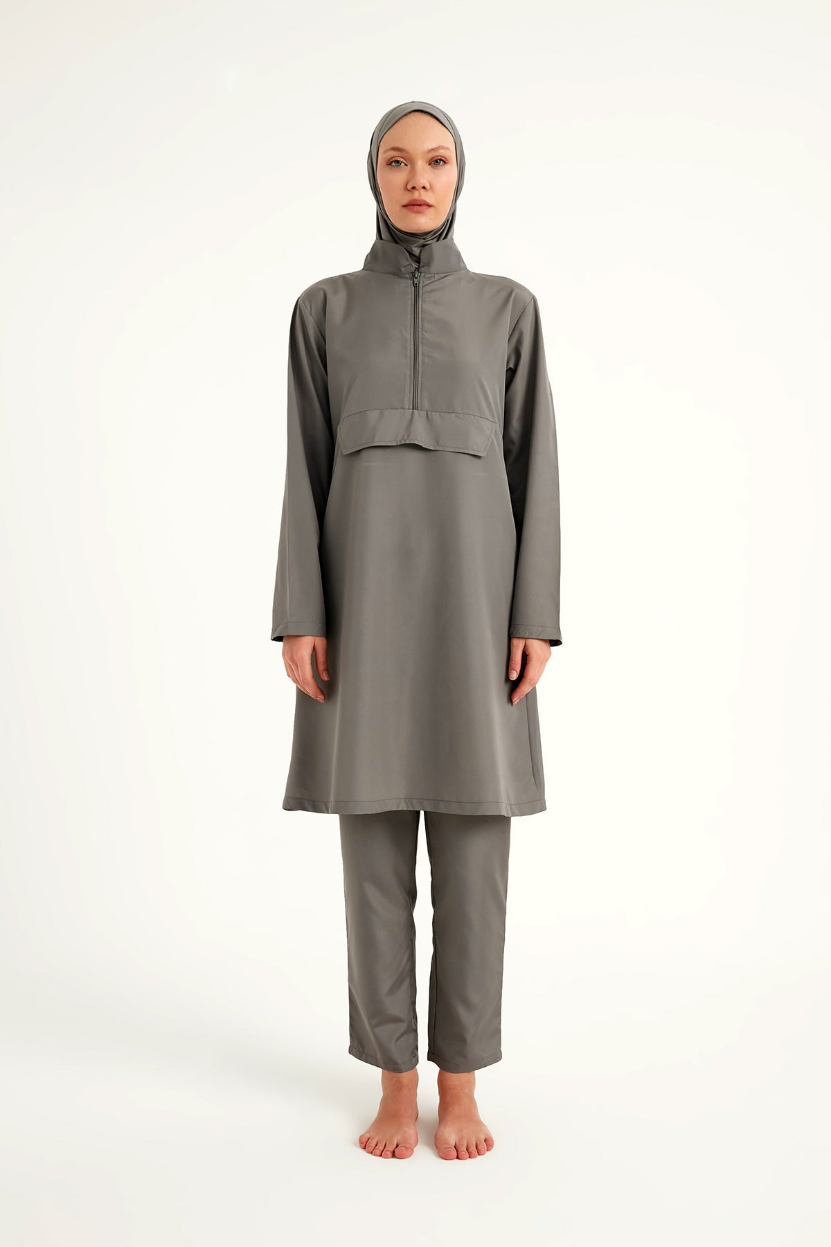 Andalus Charcoal Full Coverage Burkini Set for Women A2503-4